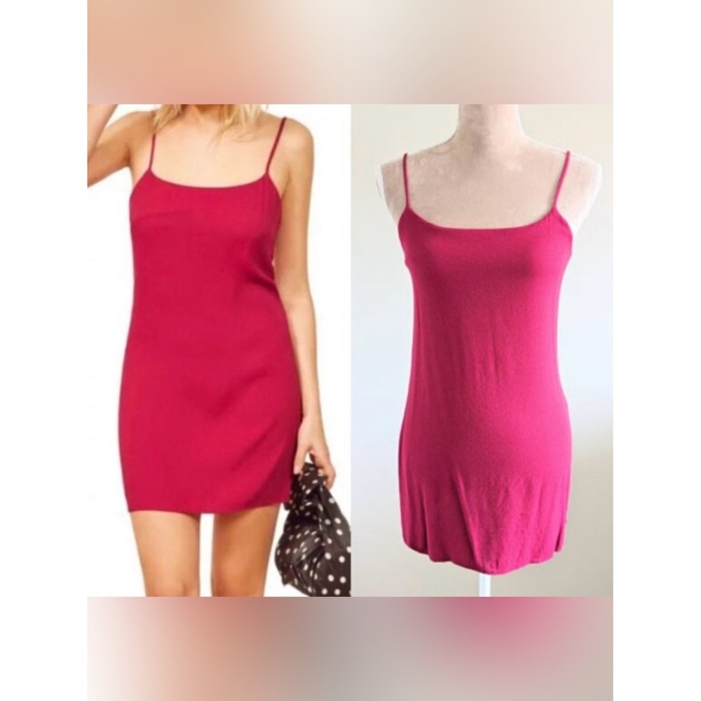 Reformation Magenta Pink Crepe Mini Slip Dress Adjustable Straps Size 4
